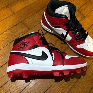 Nike Air Jordan High Top Red White Black Baseball  Cleats
